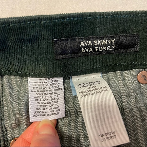 Lucky Brand Corduroy Jeans Ava Skinny Mid-rise Dark Green - Picture 11 of 15